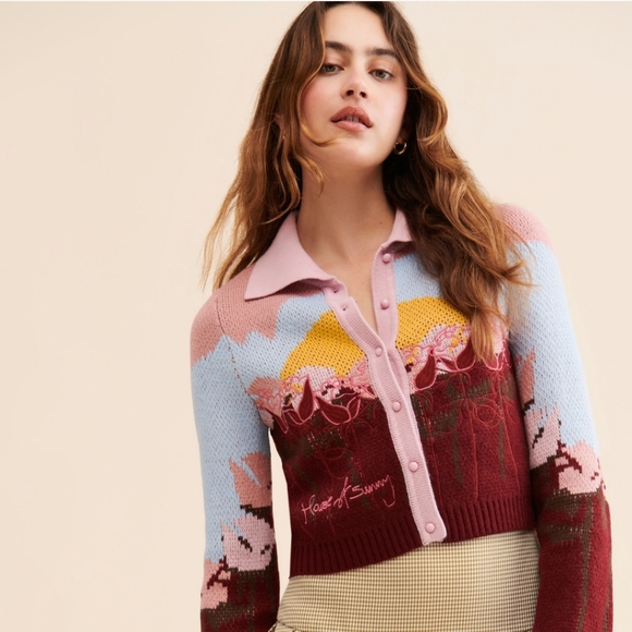 House of Sunny Garden of Eden Embroidered Cardigan NWOT Size US 6 - Picture 9 of 11